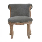 Grey Velvet Studded Accent Chair With Cabriole Legs - Price Crash Furniture