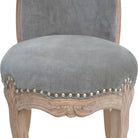 Grey Velvet Studded Accent Chair With Cabriole Legs - Price Crash Furniture