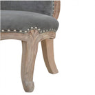 Grey Velvet Studded Accent Chair With Cabriole Legs - Price Crash Furniture