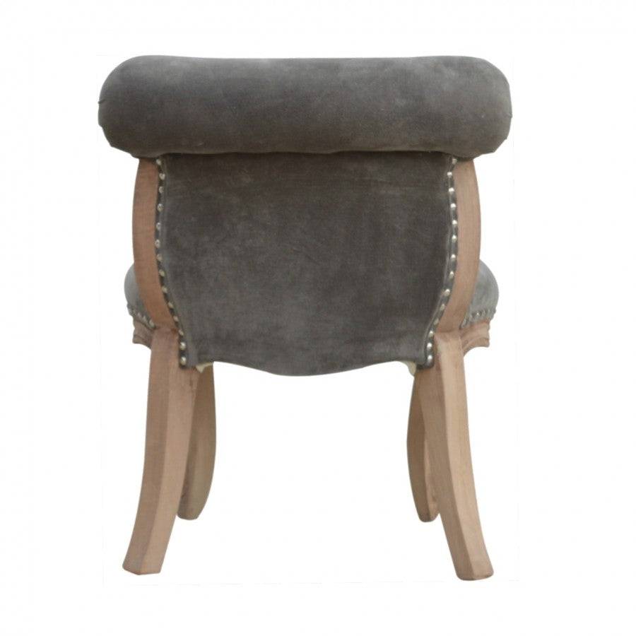 Grey Velvet Studded Accent Chair With Cabriole Legs - Price Crash Furniture