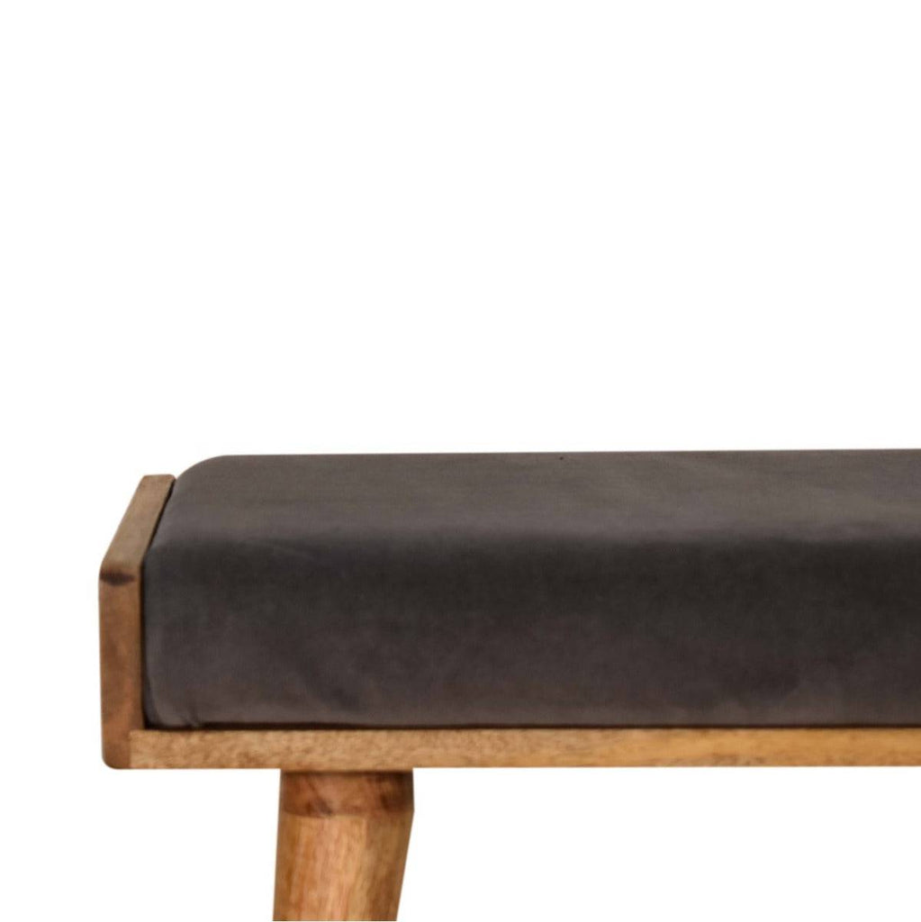 Grey Velvet Tray Style Grey Footstool - Price Crash Furniture