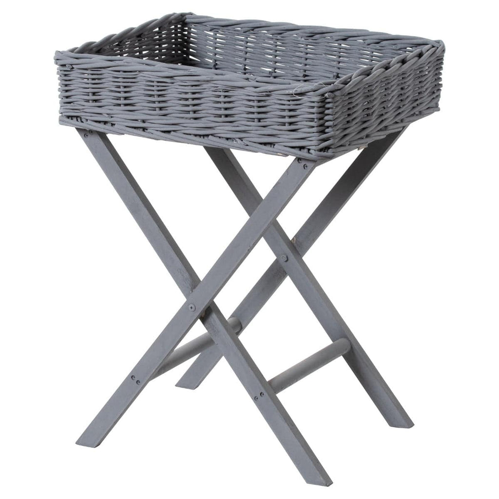 Grey  Wicker Basket Butler Tray - Price Crash Furniture