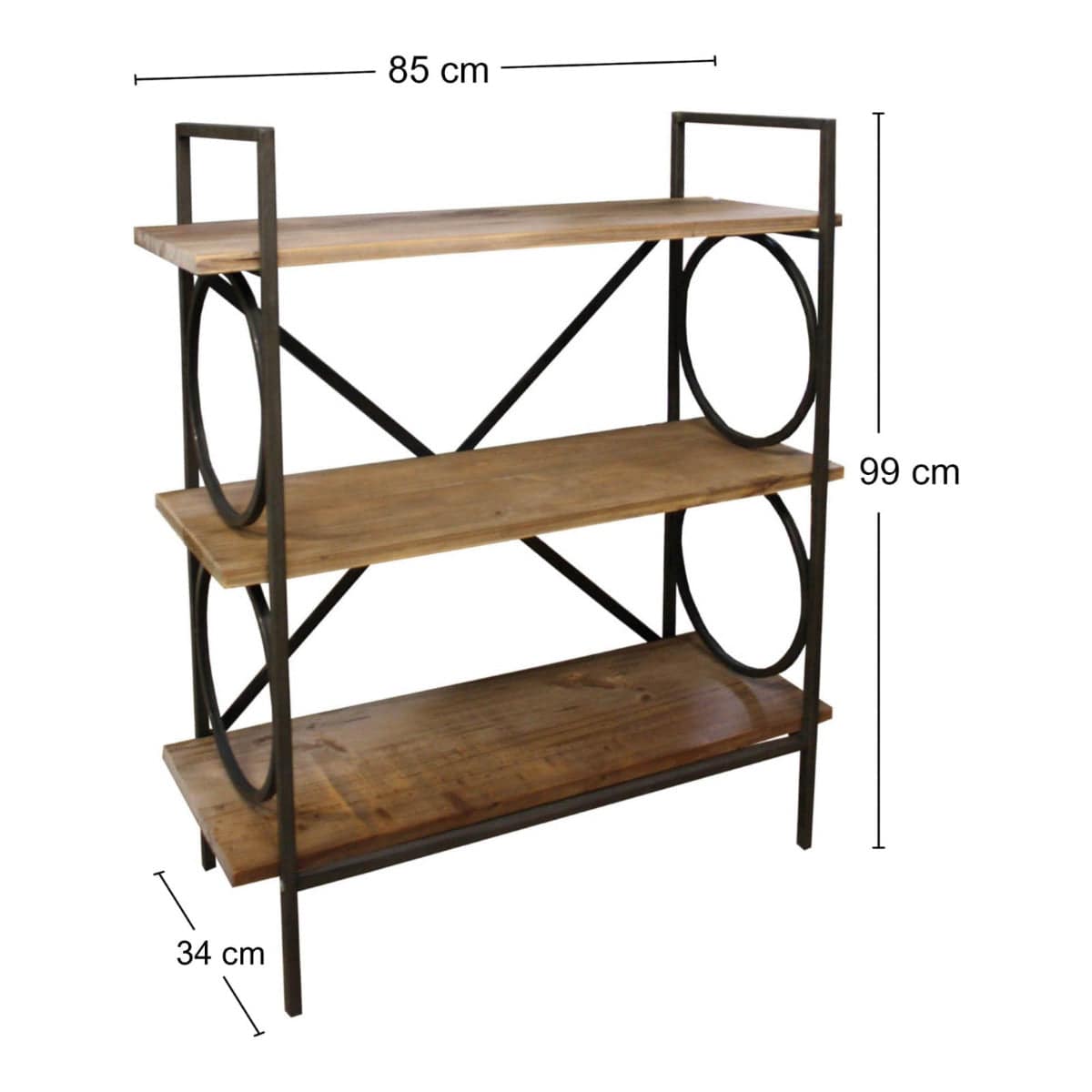 Industrial Style Free Standing Shelving Unit, 3 Shelves - Price Crash Furniture