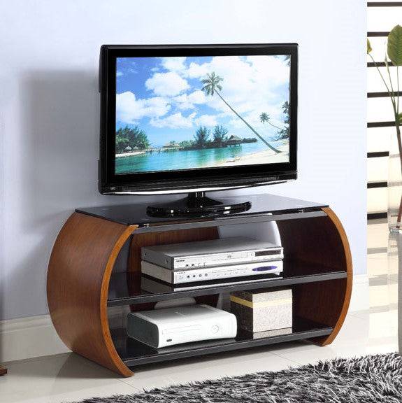 JF208 Curved TV Stand in Walnut for up to 50" TVs by Jual - Price Crash Furniture