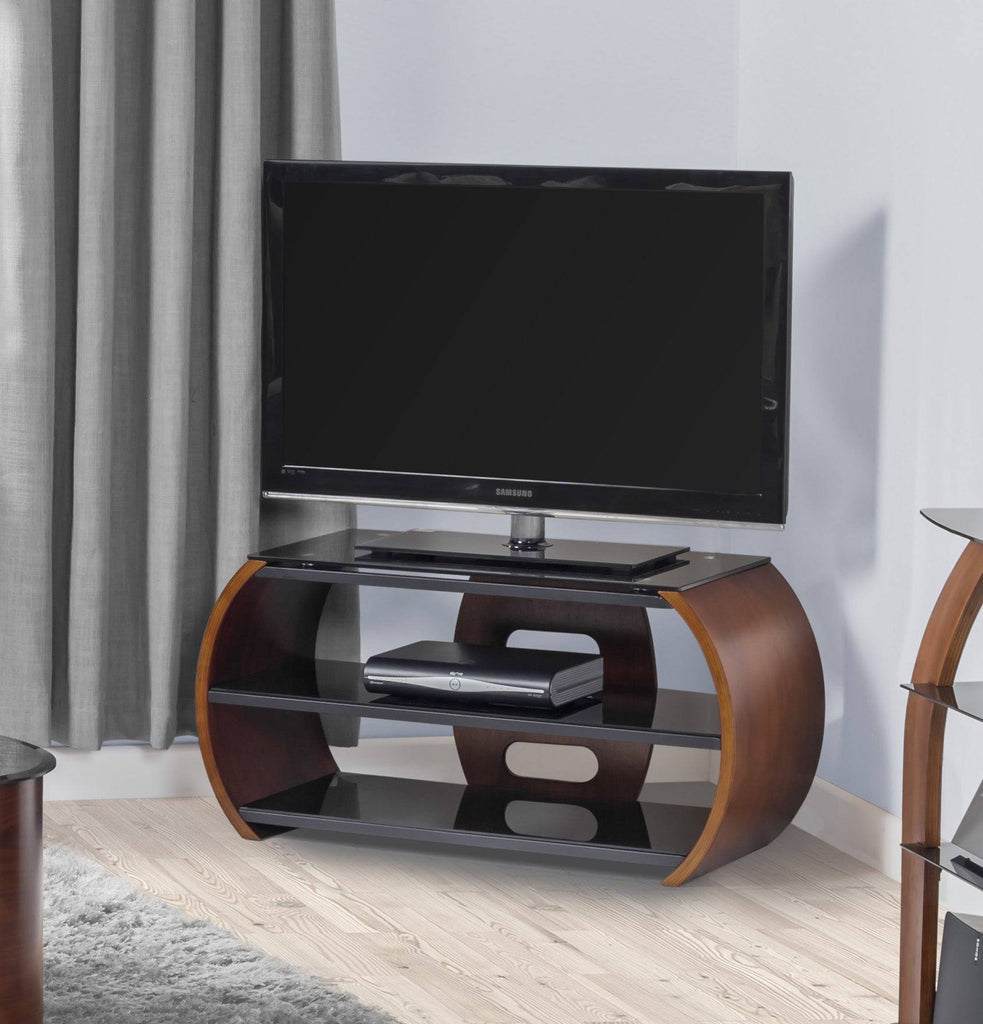 JF208 Curved TV Stand in Walnut for up to 50" TVs by Jual - Price Crash Furniture
