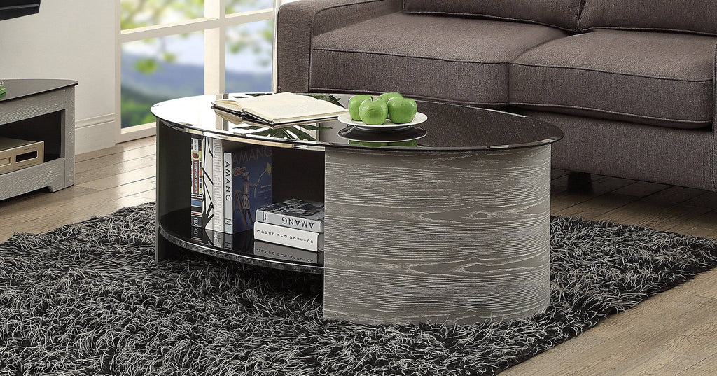JF301 San Marino Oval Coffee Table in Grey by Jual - Price Crash Furniture
