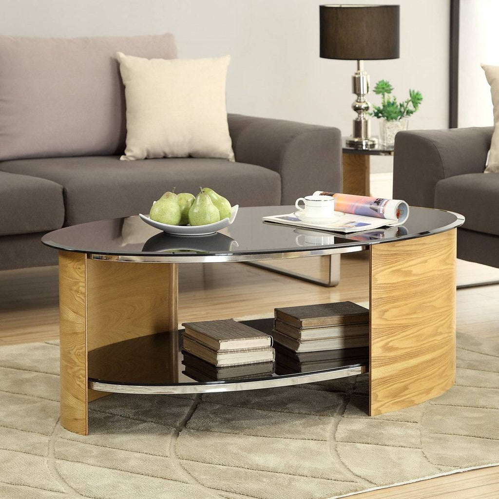JF301 San Marino Oval Coffee Table in Oak by Jual - Price Crash Furniture