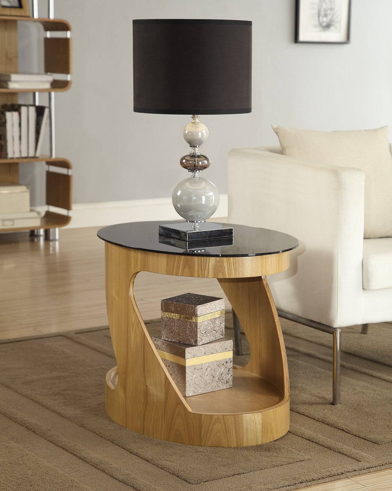 JF304 San Marino Oval Side Table in Oak by Jual - Price Crash Furniture