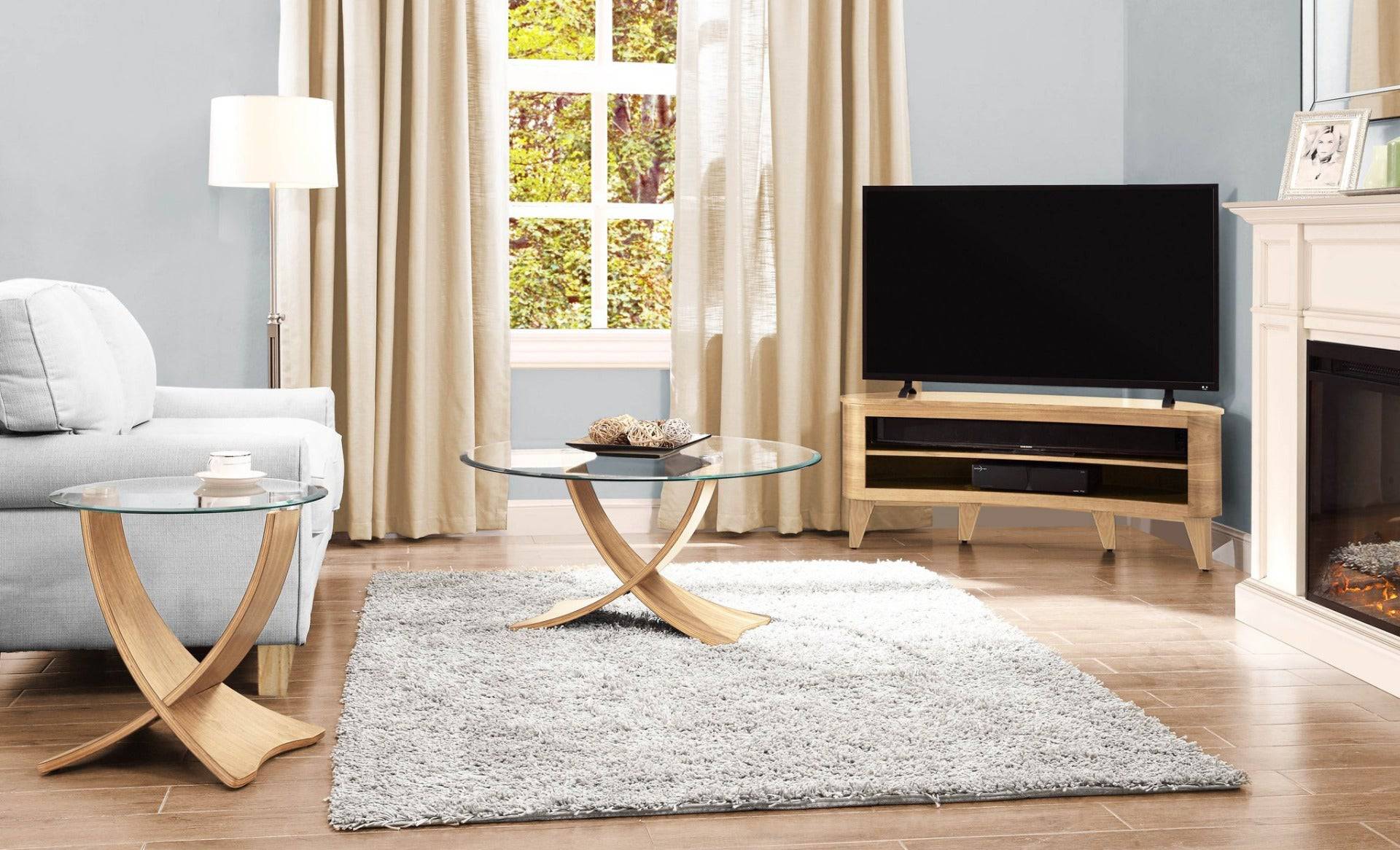 JF308 Siena Coffee Table in Oak and Glass by Jual - Price Crash Furniture