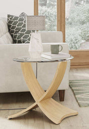JF309 Siena Lamp Table in Oak and Glass by Jual - Price Crash Furniture