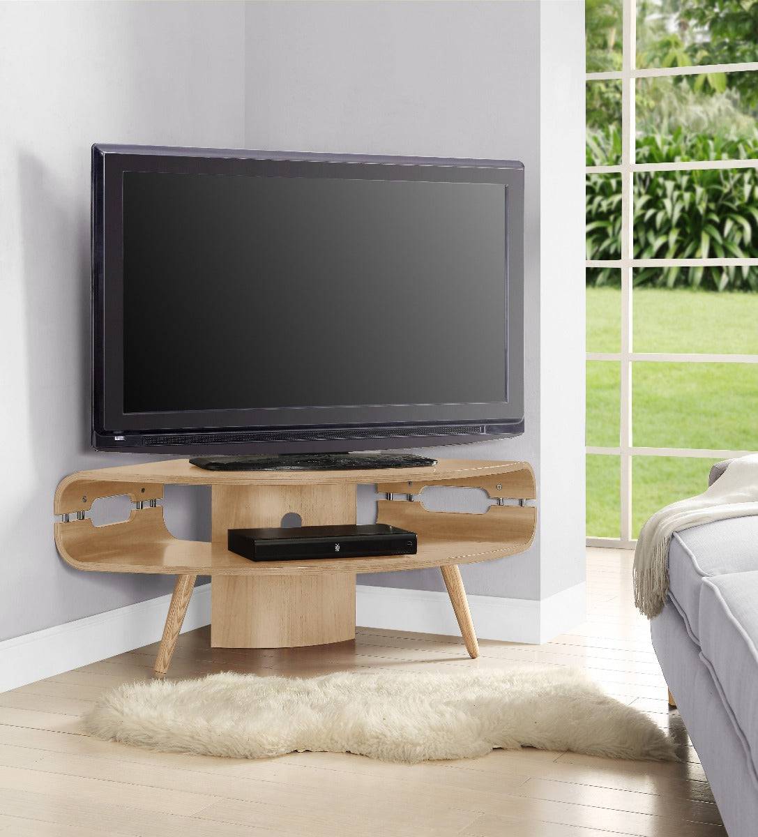 JF701 Havana Corner TV Stand for up to 50" TVs in Oak by Jual - Price Crash Furniture