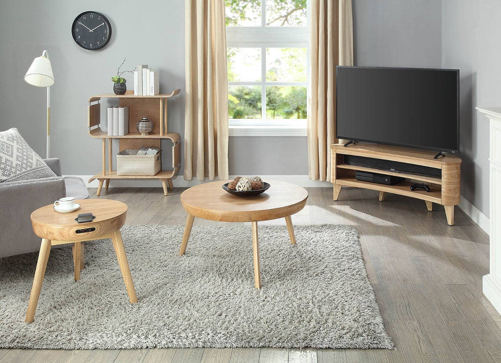 JF710 San Francisco Smart Lamp Table with Speaker and Charging in Oak by Jual - Price Crash Furniture