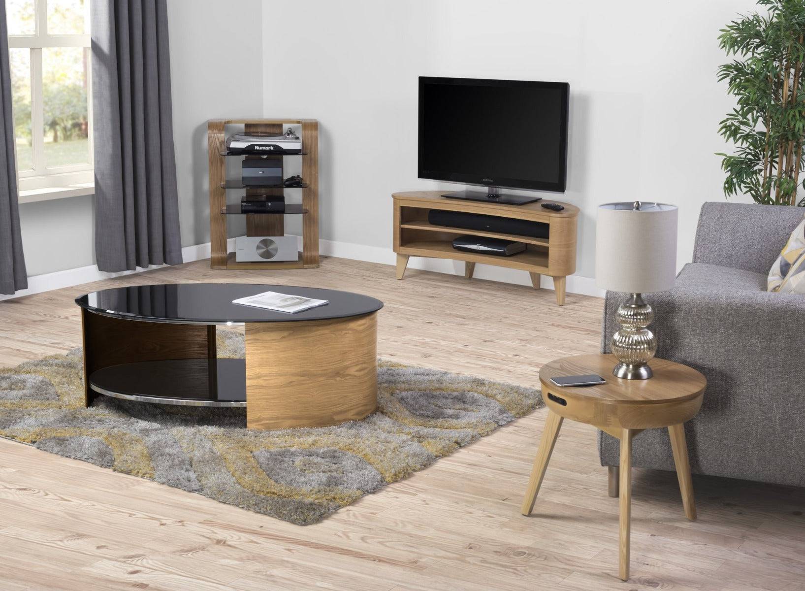 JF710 San Francisco Smart Lamp Table with Speaker and Charging in Oak by Jual - Price Crash Furniture