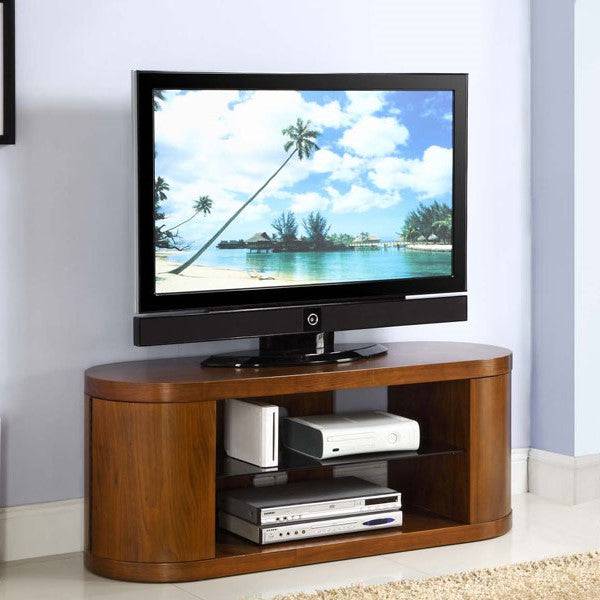 Jual Furnishings JF207 Walnut TV Stand up to 50" with Piano Black Glass - Price Crash Furniture