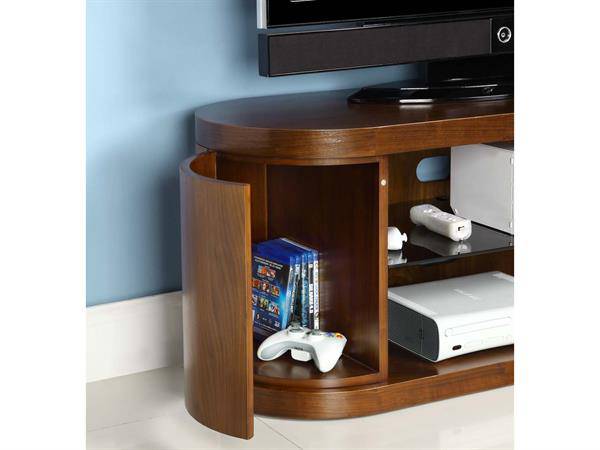 Jual Furnishings JF207 Walnut TV Stand up to 50" with Piano Black Glass - Price Crash Furniture