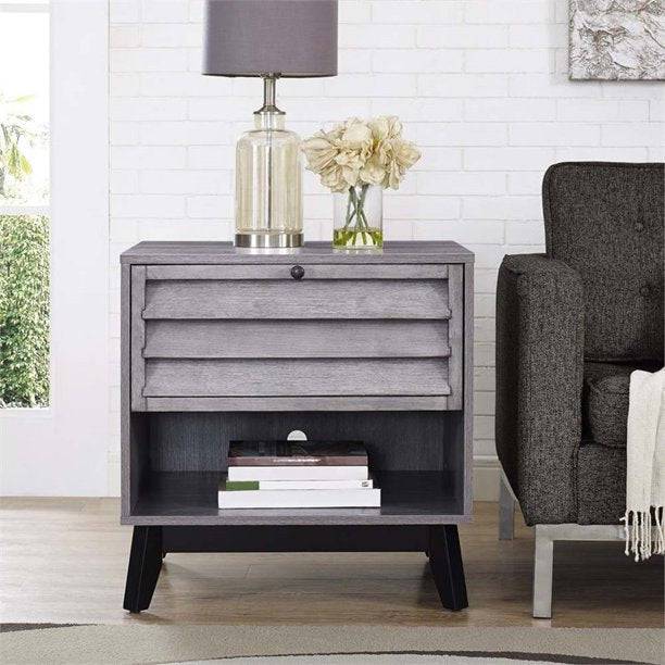 Vaughn Storage Side Table in Distressed Grey Oak by Dorel - Price Crash Furniture