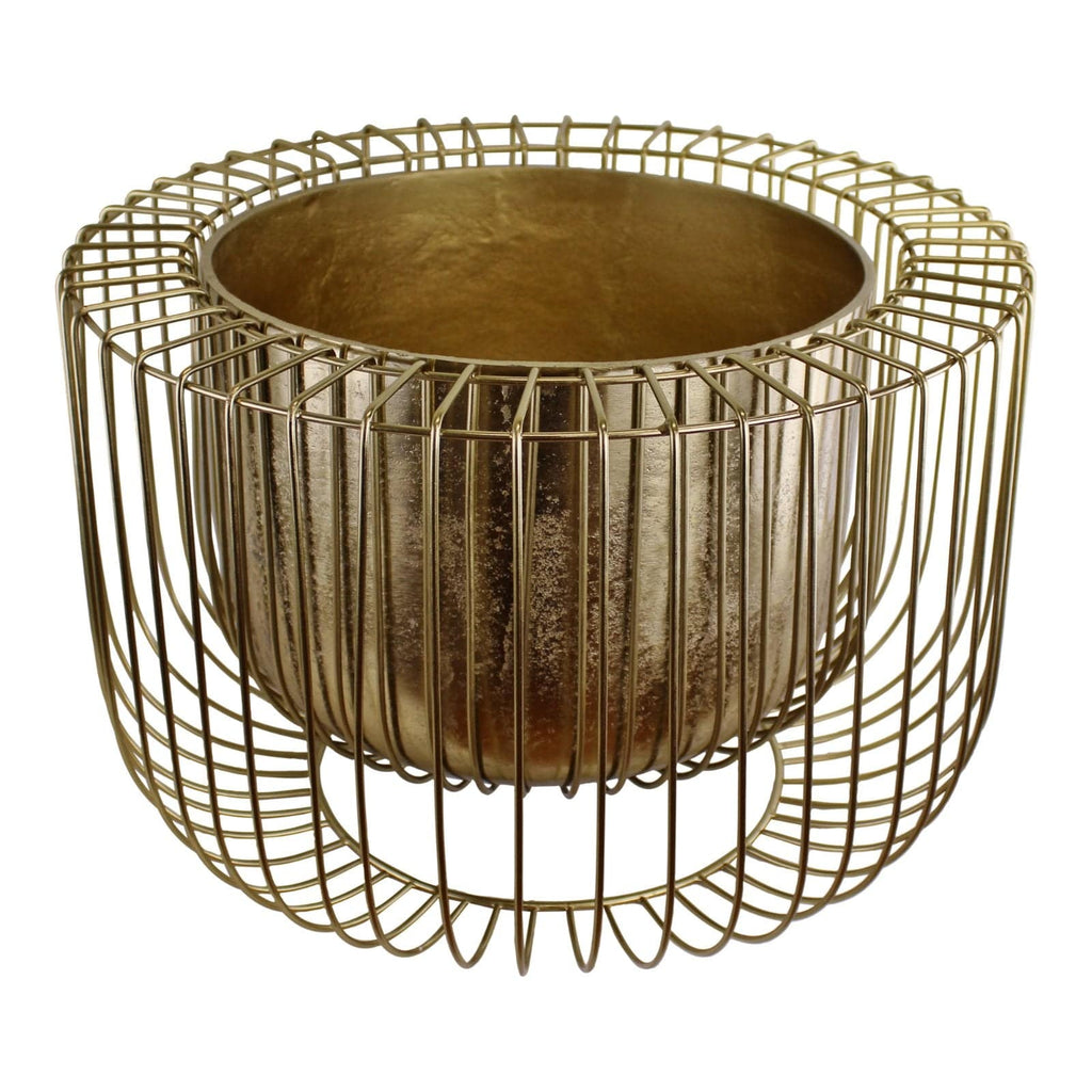 Large Gold Metal Wire Planter or Bowl - Indoor - Price Crash Furniture