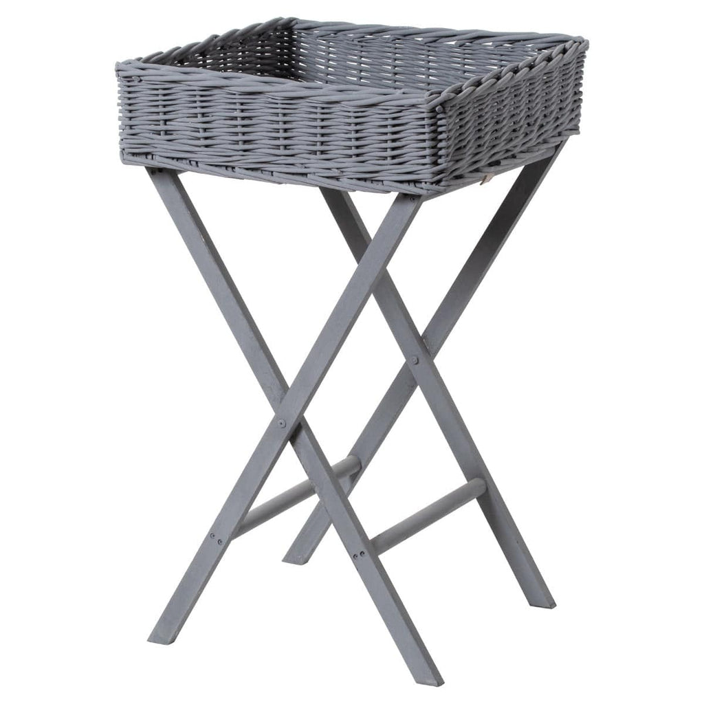 Large Grey Wicker Basket Butler Tray - Price Crash Furniture