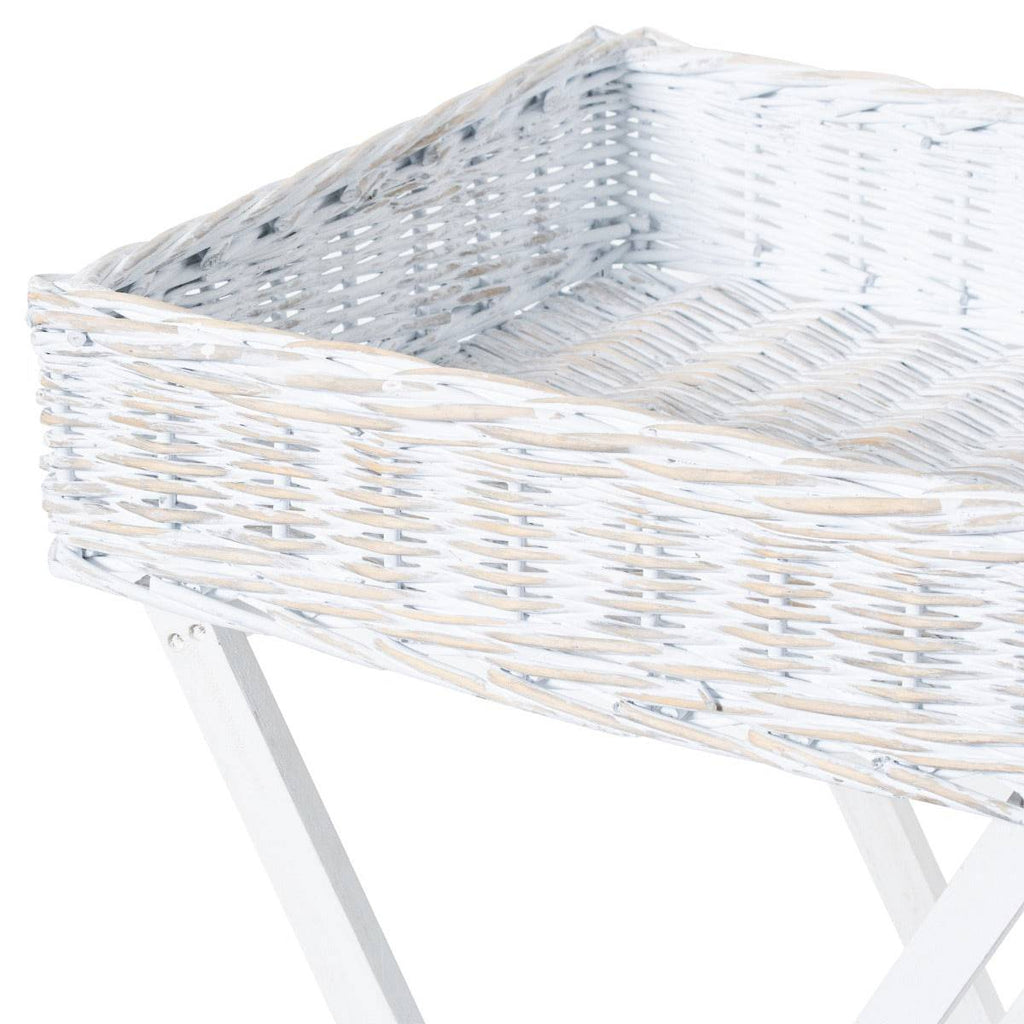 Large White Wash Wicker Basket Butler Tray - Price Crash Furniture