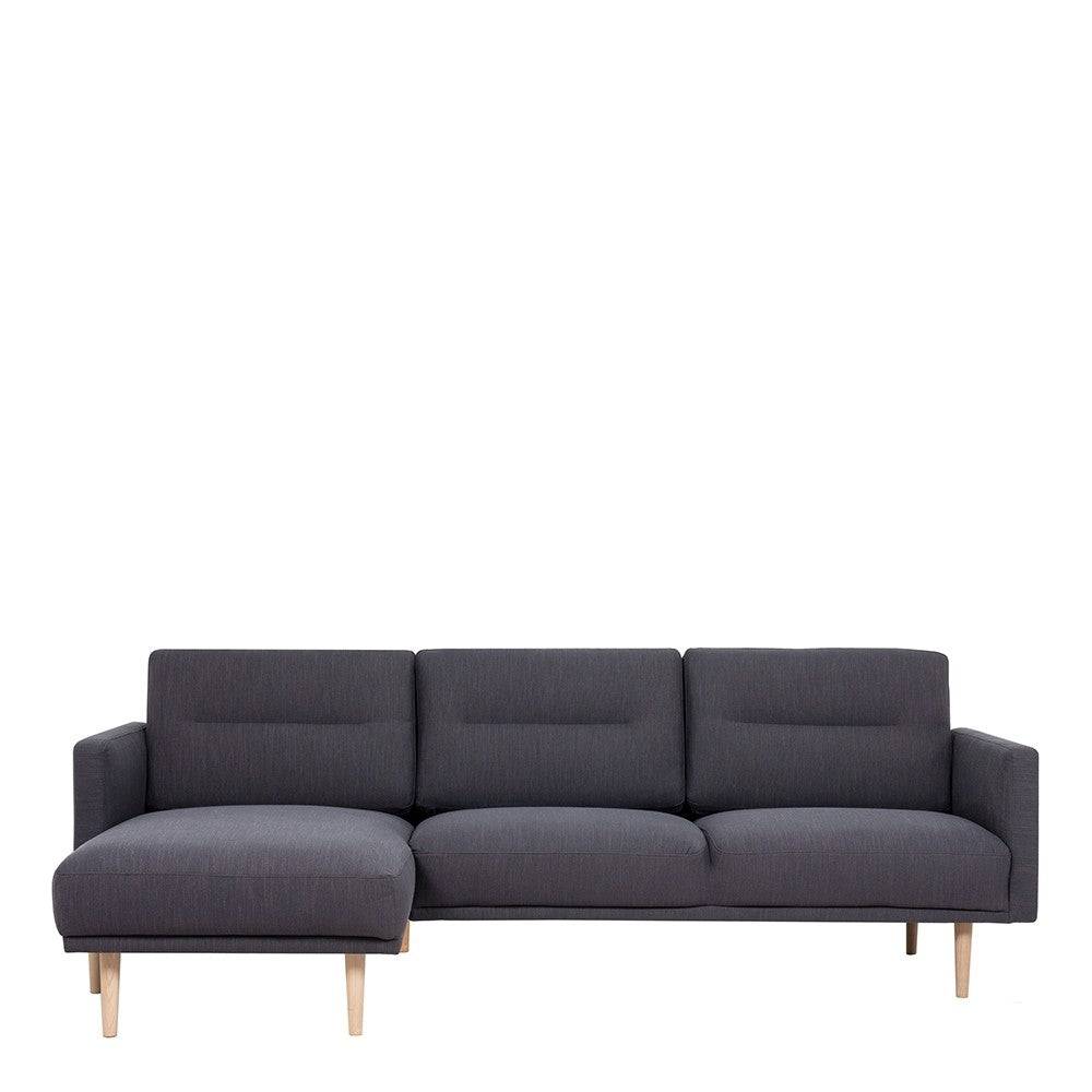 Larvik Chaiselongue Sofa (LH) - Anthracite, Oak Legs - Price Crash Furniture