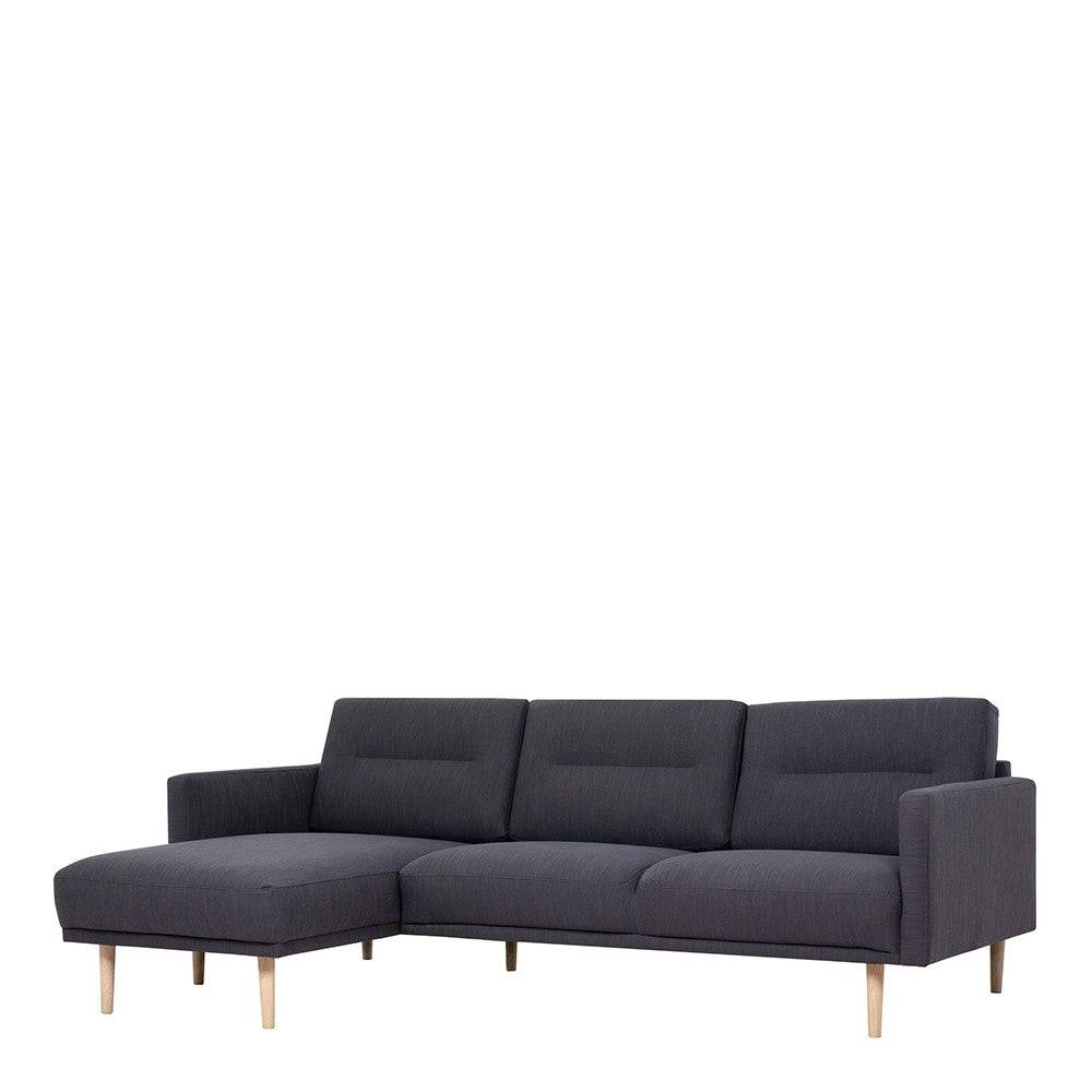 Larvik Chaiselongue Sofa (LH) - Anthracite, Oak Legs - Price Crash Furniture