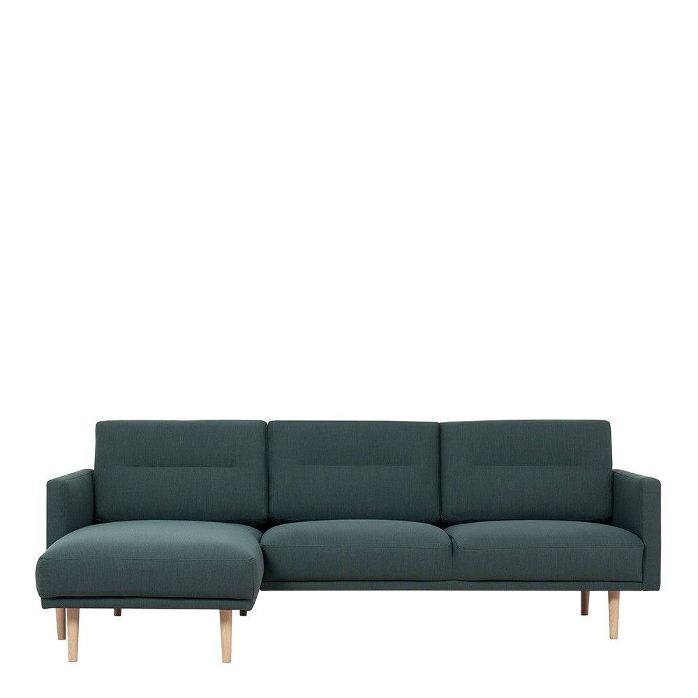 Larvik Chaiselongue Sofa (LH) - Dark Green, Oak Legs - Price Crash Furniture