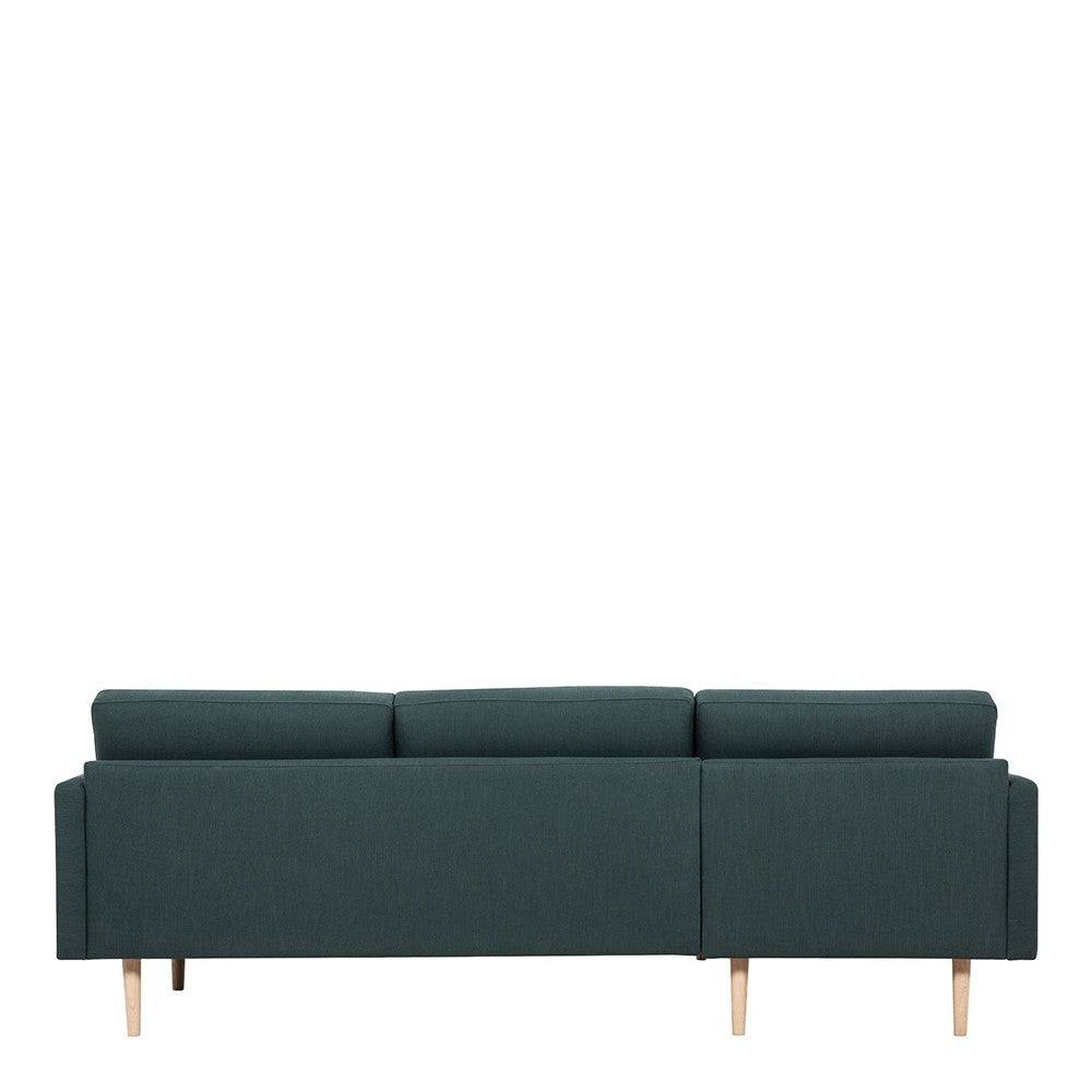 Larvik Chaiselongue Sofa (LH) - Dark Green, Oak Legs - Price Crash Furniture