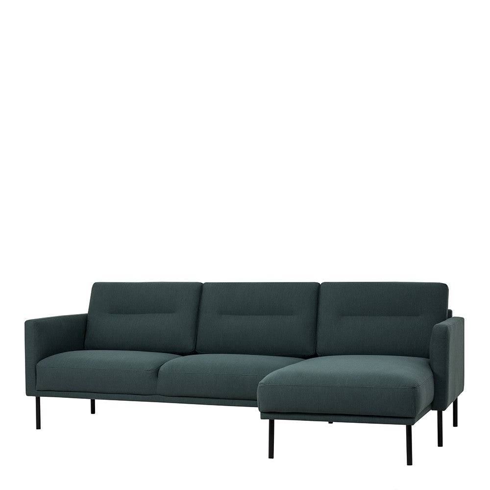 Larvik Chaiselongue Sofa (RH) - Dark Green, Black Legs - Price Crash Furniture