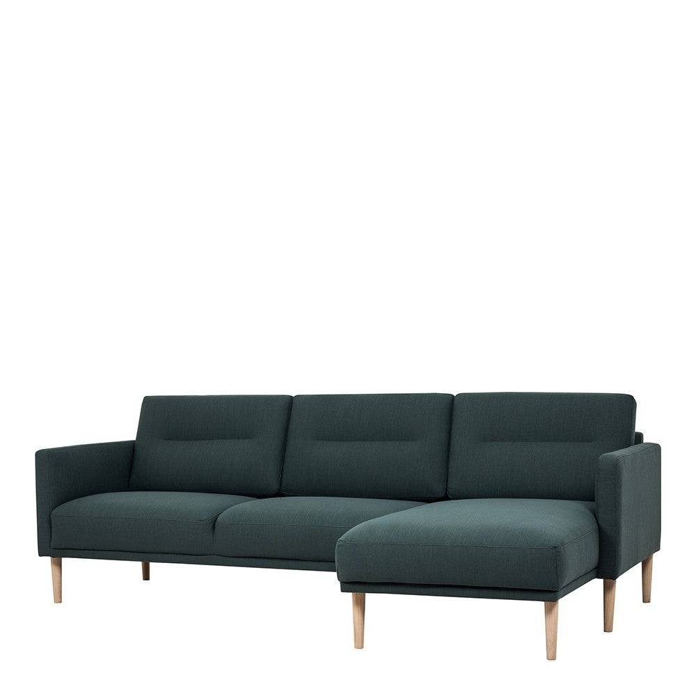 Larvik Chaiselongue Sofa (RH) - Dark Green, Oak Legs - Price Crash Furniture