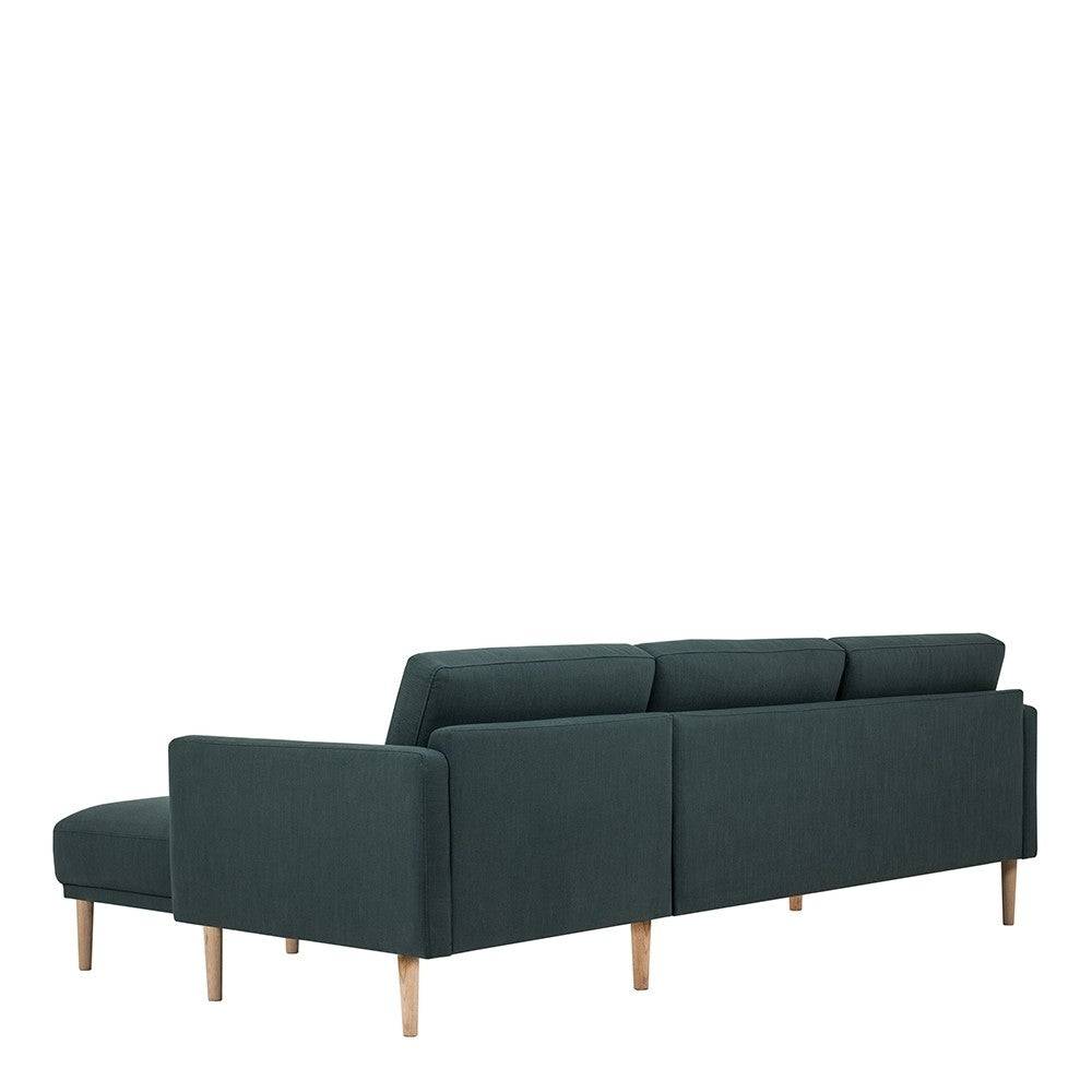 Larvik Chaiselongue Sofa (RH) - Dark Green, Oak Legs - Price Crash Furniture