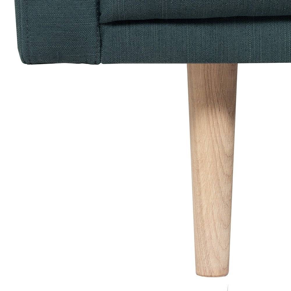 Larvik Chaiselongue Sofa (RH) - Dark Green, Oak Legs - Price Crash Furniture