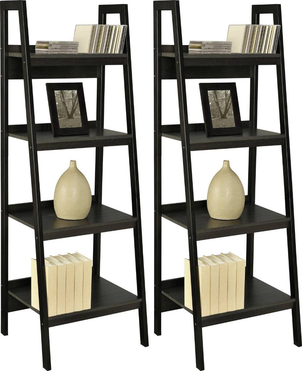 Lawrence Bundle - Pair of Ladder Bookshelves in Black by Dorel - Price Crash Furniture