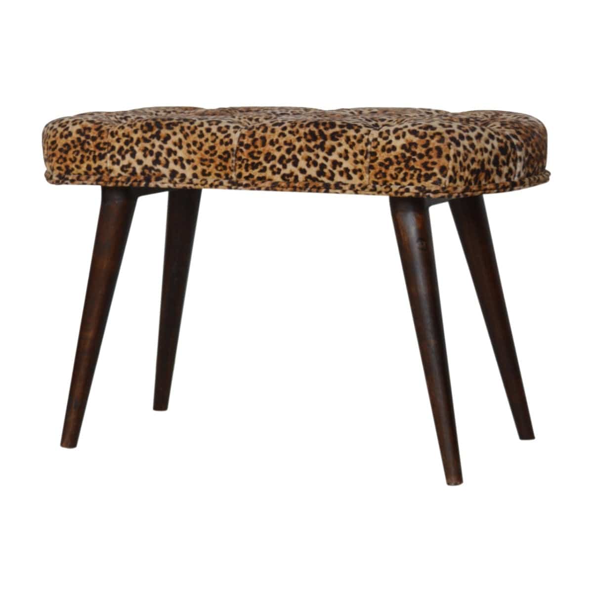 Leopard Print Cotton Velvet Deep Button Bench - Price Crash Furniture