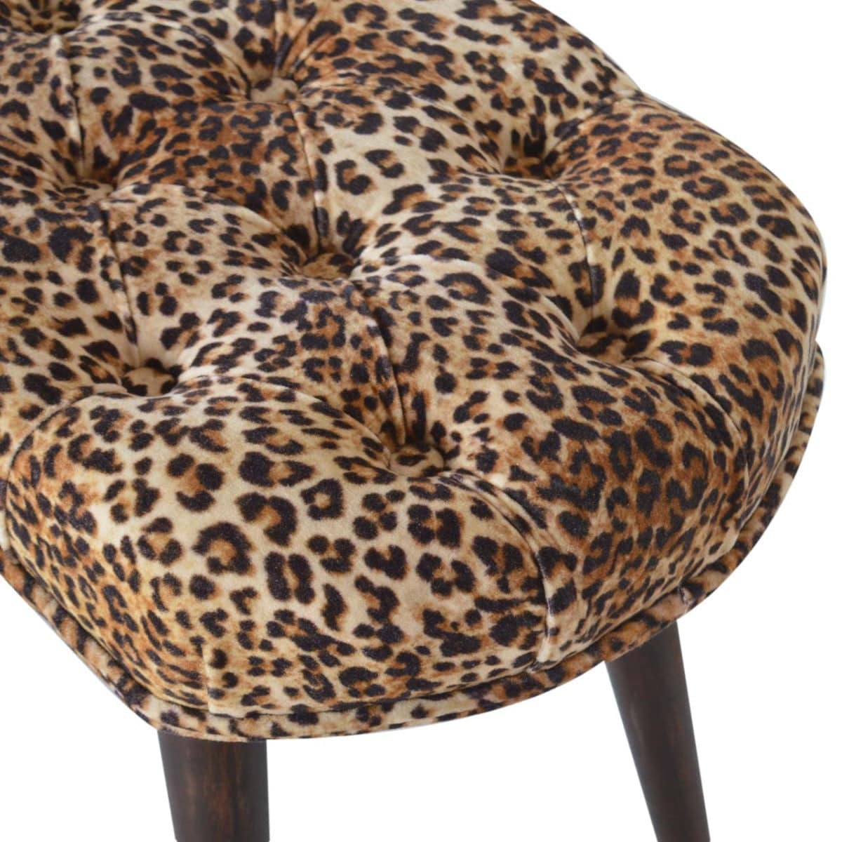 Leopard Print Cotton Velvet Deep Button Bench - Price Crash Furniture