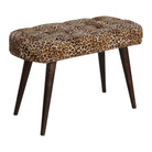 Leopard Print Cotton Velvet Deep Button Bench - Price Crash Furniture