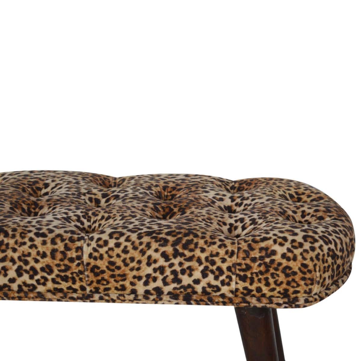 Leopard Print Cotton Velvet Deep Button Bench - Price Crash Furniture