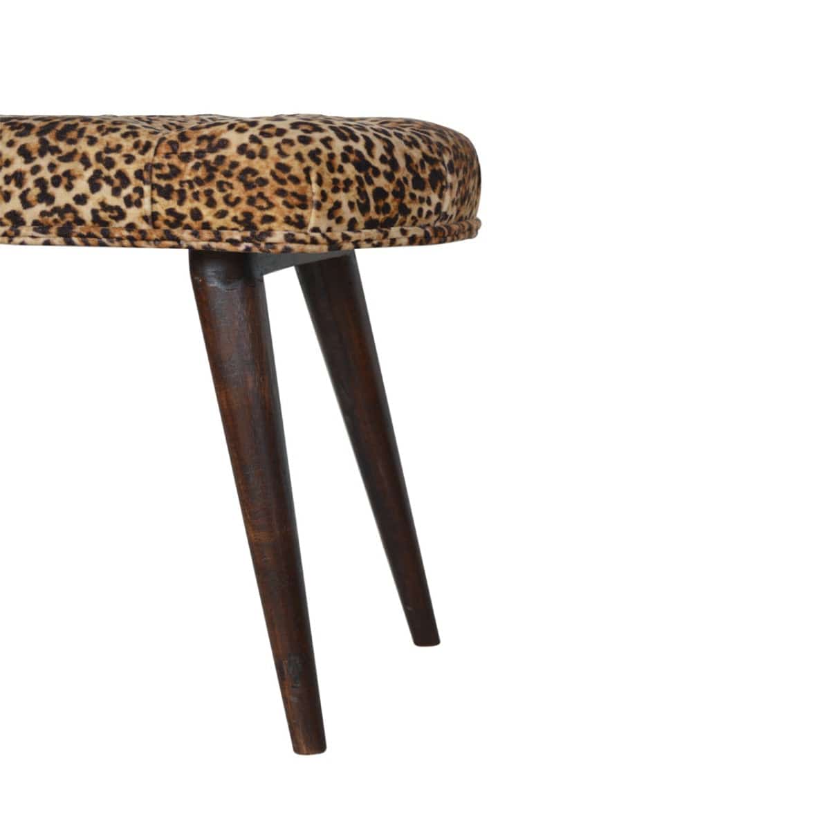 Leopard Print Cotton Velvet Deep Button Bench - Price Crash Furniture