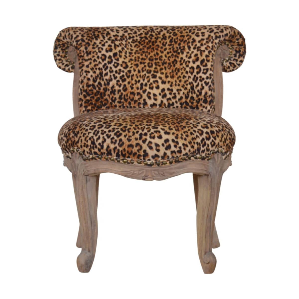 Leopard Print Studded Chair With Cabriole Legs - Price Crash Furniture