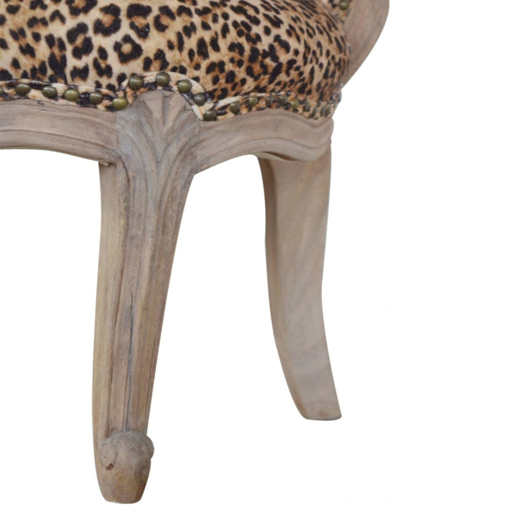 Leopard Print Studded Chair With Cabriole Legs - Price Crash Furniture