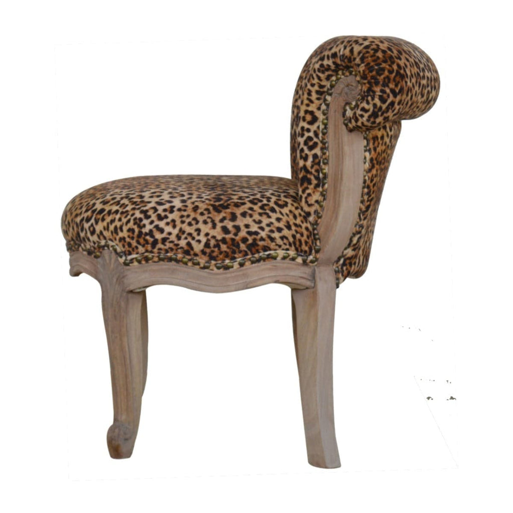 Leopard Print Studded Chair With Cabriole Legs - Price Crash Furniture