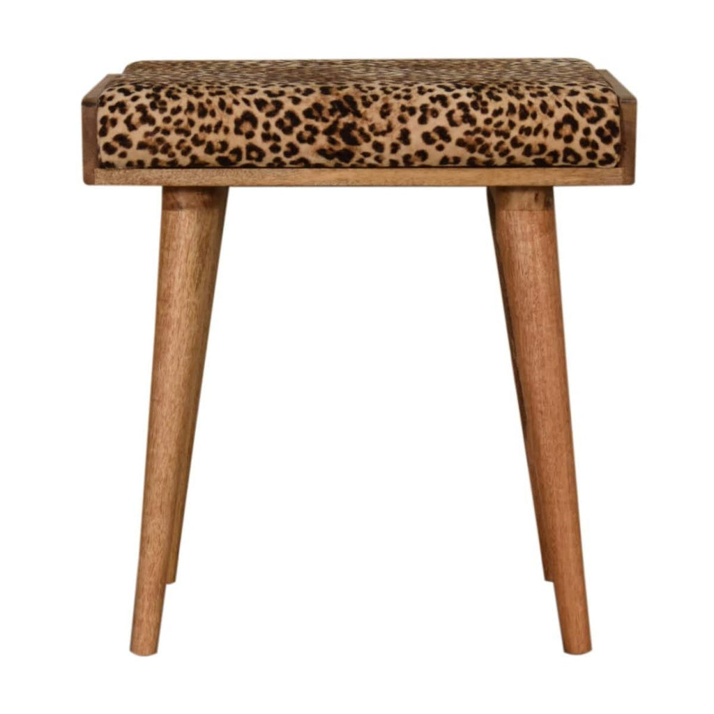 Leopard Velvet Tray Style Footstool - Price Crash Furniture