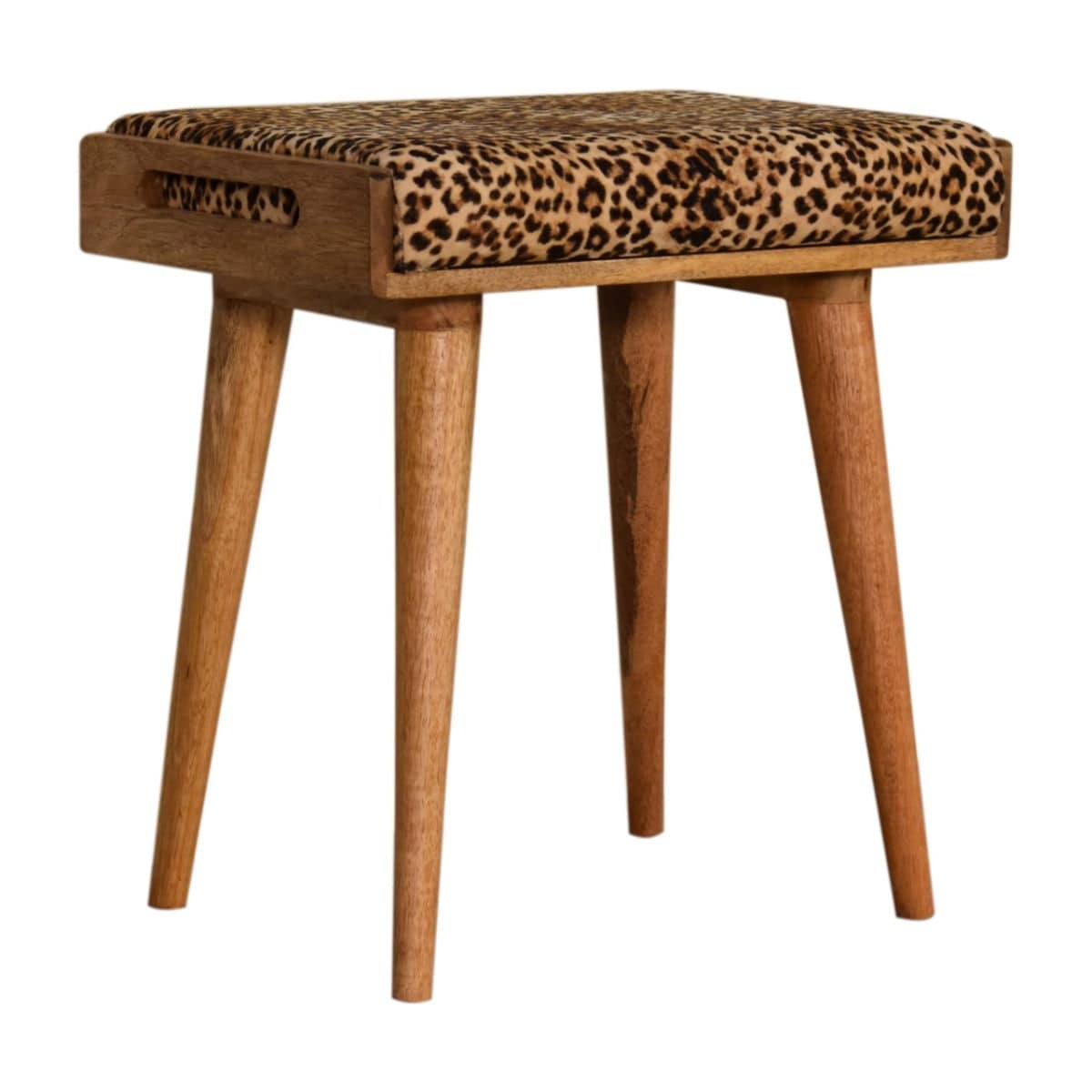 Leopard Velvet Tray Style Footstool - Price Crash Furniture