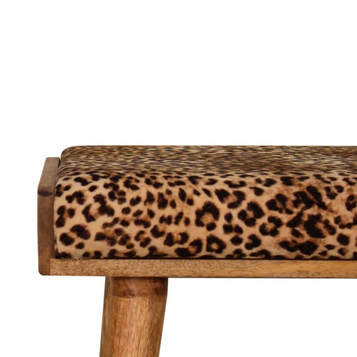 Leopard Velvet Tray Style Footstool - Price Crash Furniture