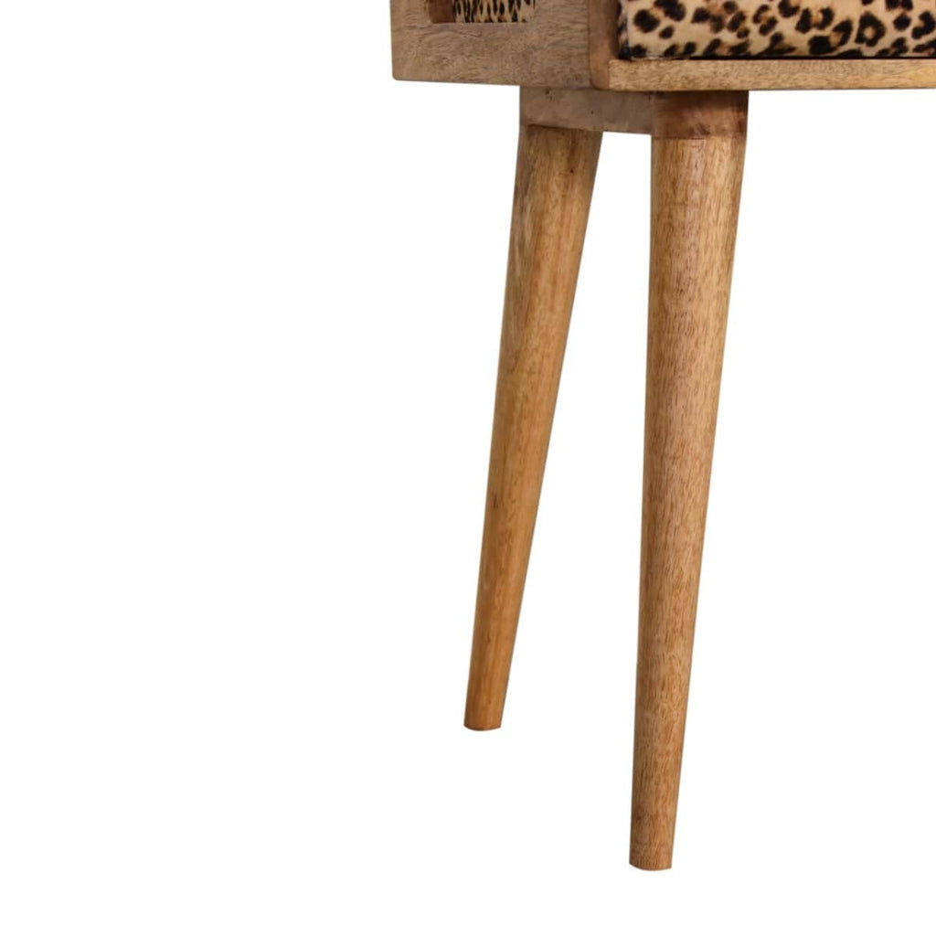 Leopard Velvet Tray Style Footstool - Price Crash Furniture