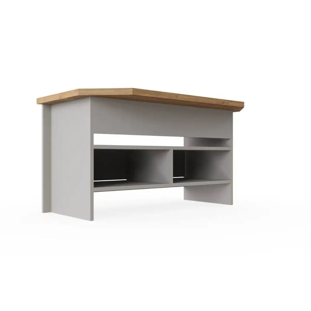 Lisbon corner TV unit stand - 2 drawers in grey & oak by TAD - Price Crash Furniture