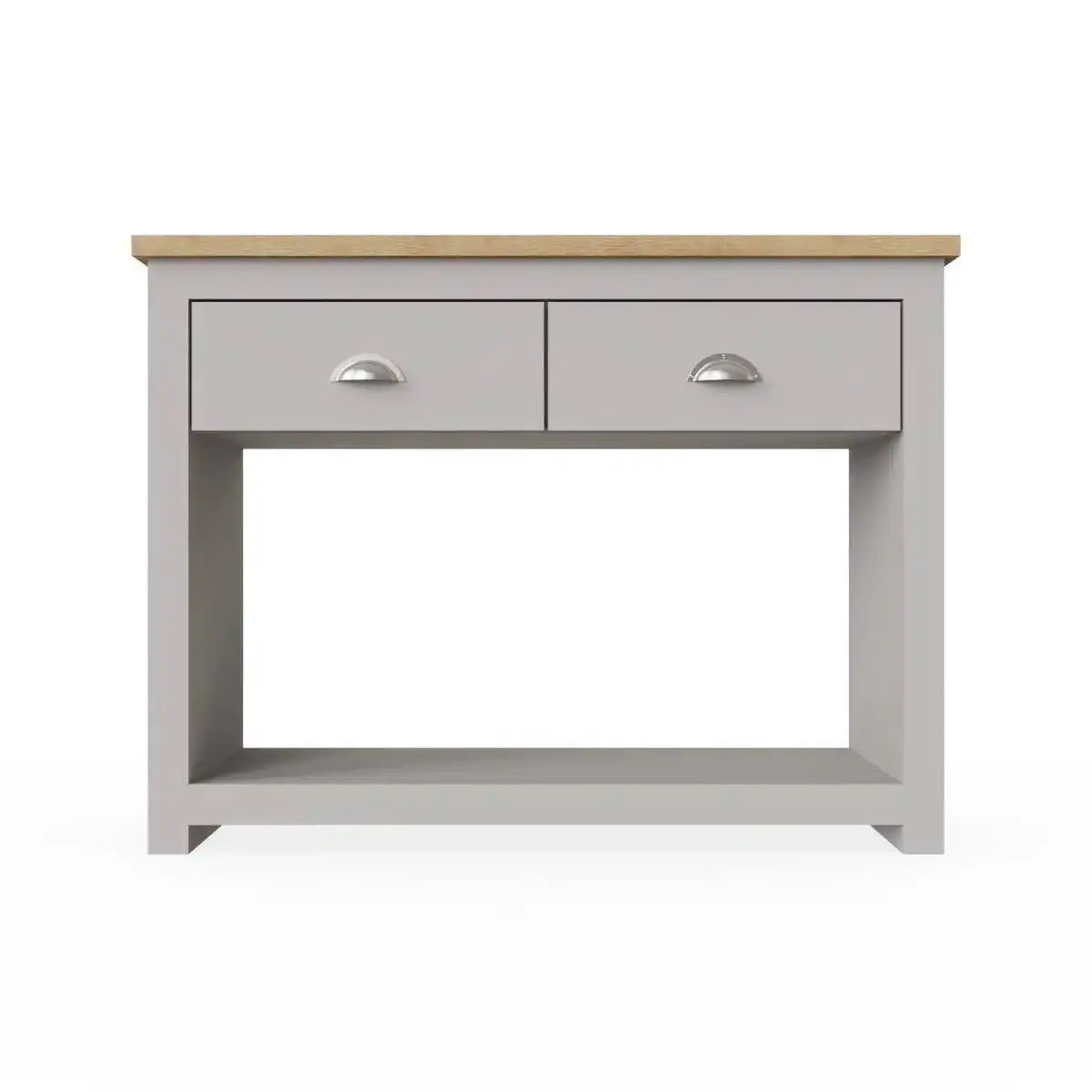 Lisbon console table with 2 drawers in grey & oak by TAD - Price Crash Furniture