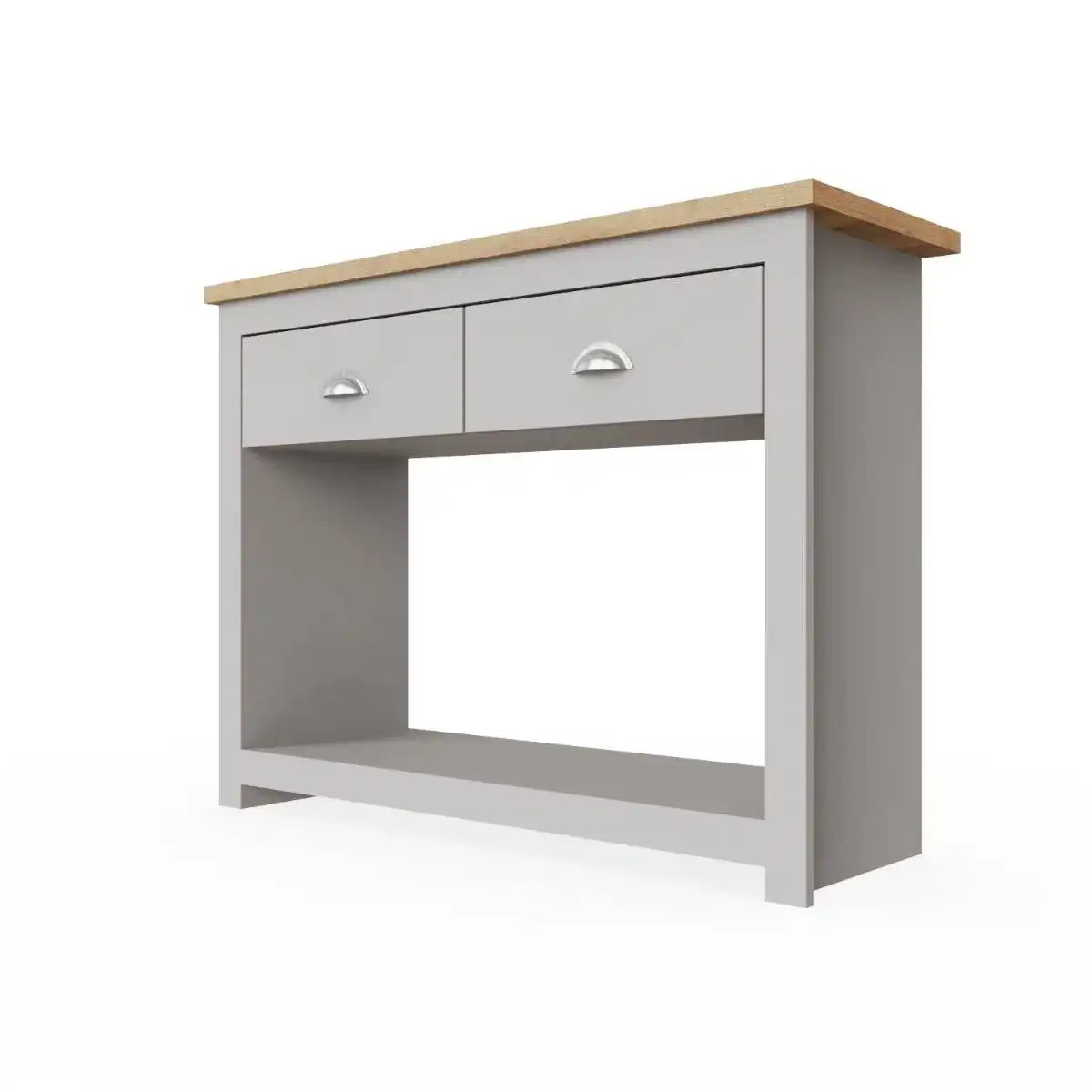 Lisbon console table with 2 drawers in grey & oak by TAD - Price Crash Furniture