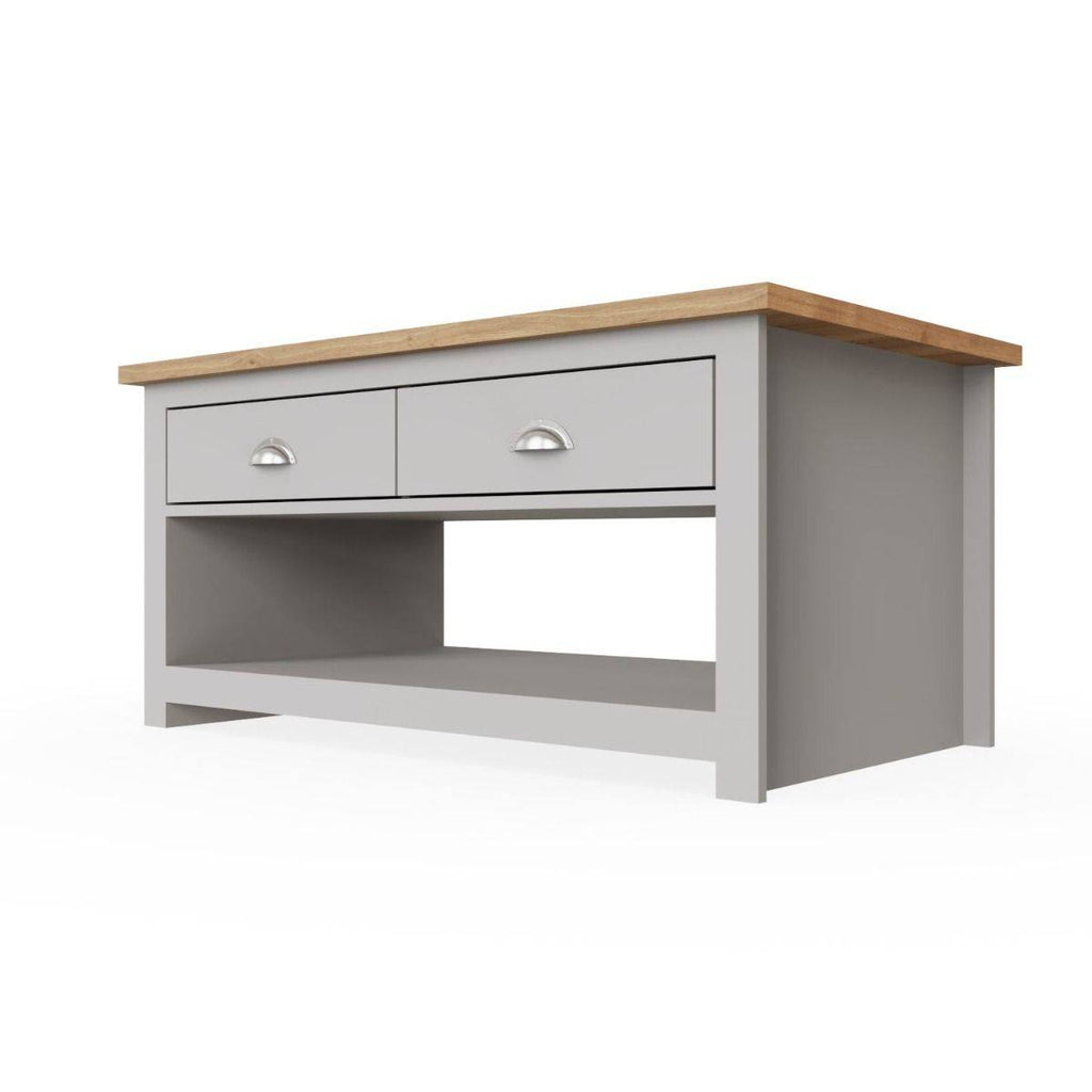 Lisbon laptop desk / large vanity table in grey and oak by TAD - Price Crash Furniture