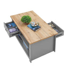 Lisbon laptop desk / large vanity table in grey and oak by TAD - Price Crash Furniture