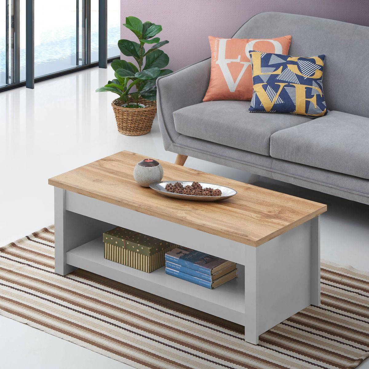 LISBON LIFT UP COFFEE TABLE in grey - Price Crash Furniture